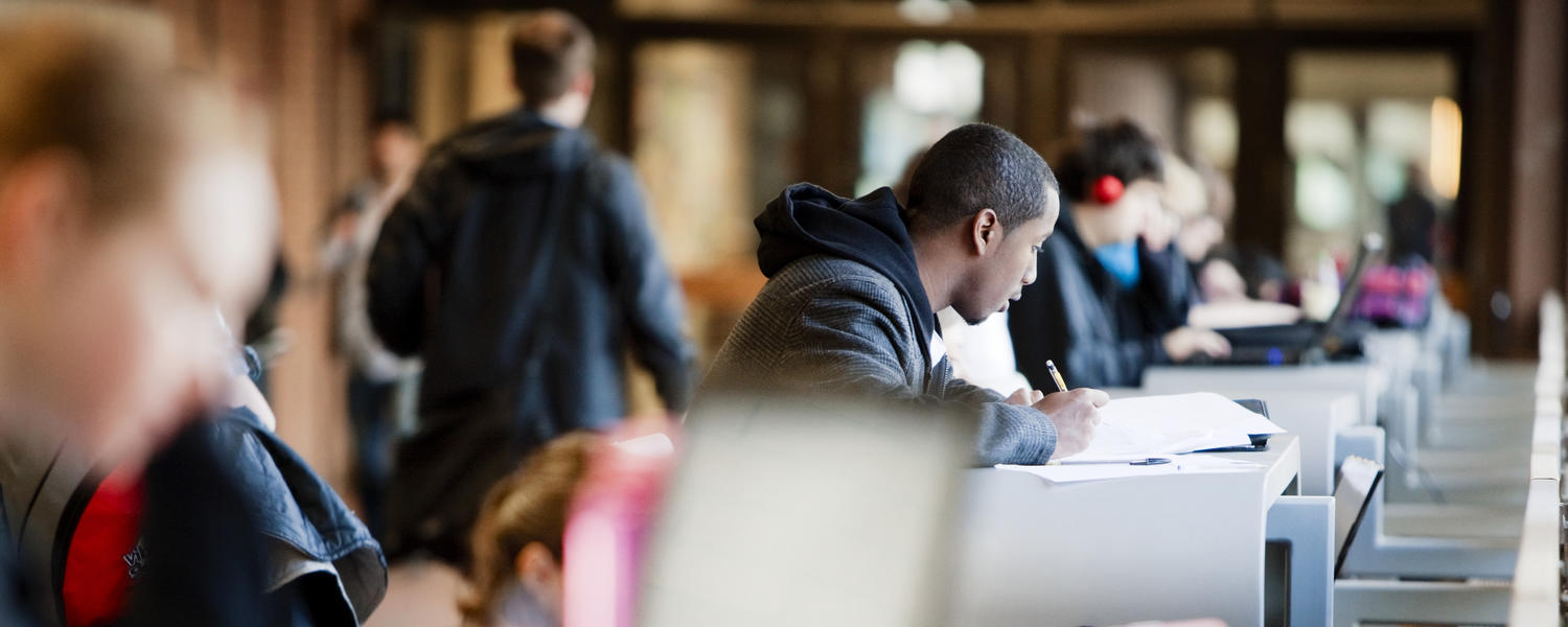 Students studying on campus