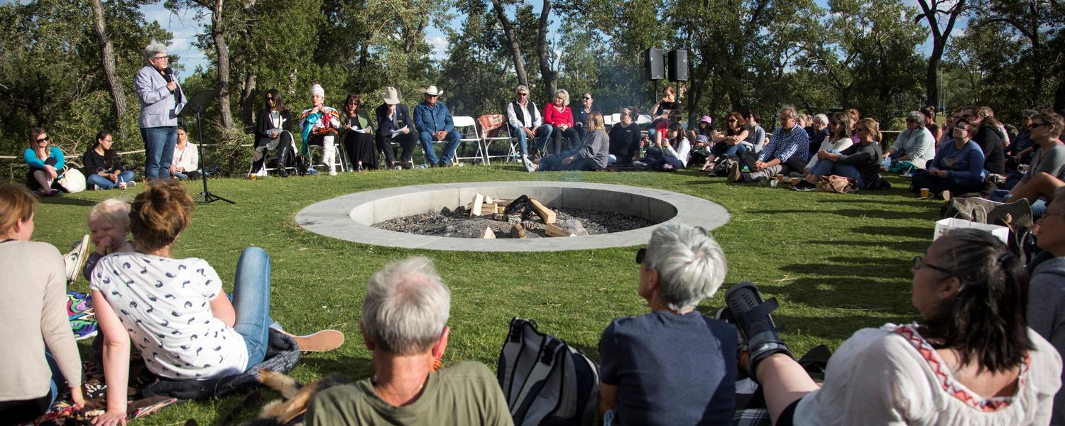 Provost Dru Marshall addresses attendees at Campfire Chats 2017