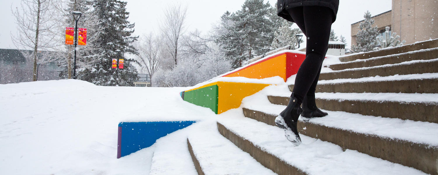 Steps behind MacEwan Hall