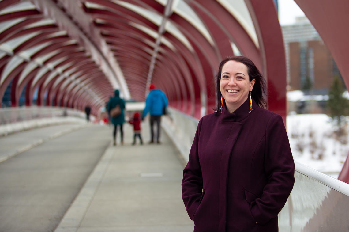 Jennifer Markides standing on the Peace Bridge