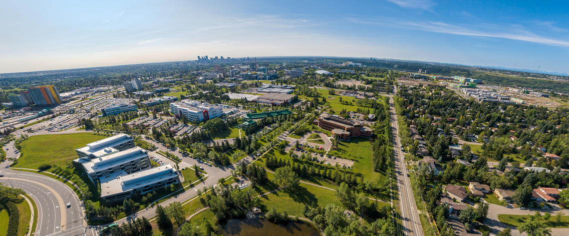 an aerial view of campus